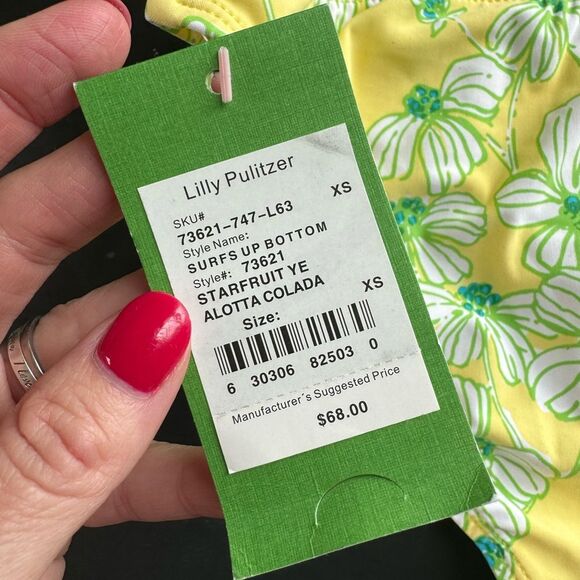 NWT Lilly Pulitzer Sz‎ XS Surfs Up Bottom in Starfruit Ye Alotta Colada Vintage - Picture 9 of 11